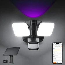 Wired and Solar Hybrid Motion Light Outdoor Flood Lights with RGB Uplight Blu...