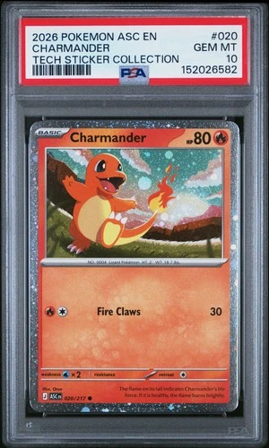 2026 POKEMON ASCENDED HEROES TECH STICKER COLLECTION #020 CHARMANDER PSA 10