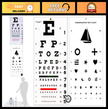 Premium Kindergarten  Snellen Wall Eye Charts Set - 22"x11" Combo Pack