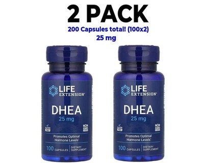 Life Extension 25 mg, 2 PACK, Promotes Optimal Hormone Levels , 100 Capsules ea.