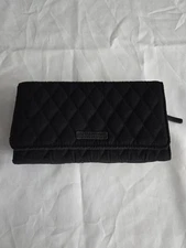 VERA BRADLEY  WALLET WRISTLET CLUTCH QUILTED MICROFIBER CLASSIC BLACK No Strap
