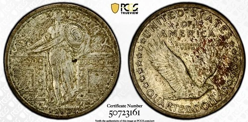 1917 STANDING LIBERTY QUARTER TYPE 1 PCGS AU55 GOLD SHIELD LABEL