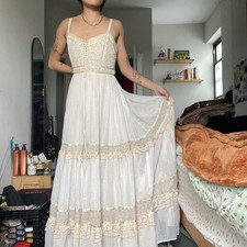 Vintage 70s Gunne Sax Lace Cottage Prairie/ Fairy Core Dress Size 32