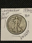 1934-D Liberty Walking Half Dollar   VG+