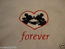 Embroidered Mickey and Minnie Forever Vintage Handkerchief Hanky/Napkin Bride