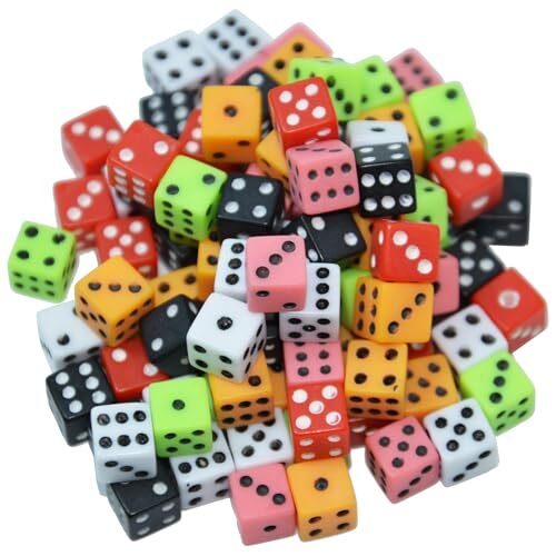100 Assorted D6 Mini Tiny Dice Game Dot Square Dice for Square Corner-D8mm - Bild 4 von 7
