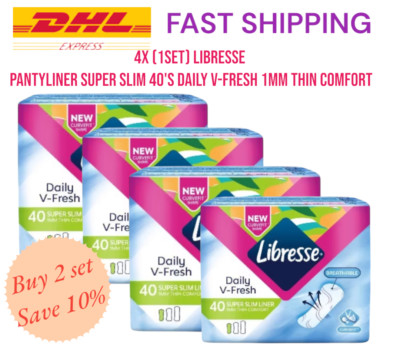 4x (1 set) LIBRESSE PANTYLINER SUPER SLIM 40's Daily V-Fresh 1mm Thin Comfort