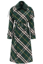 Burberry Kensington Trench Coat With Check Pattern Size 6