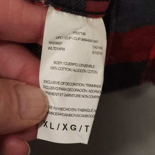 Dickies uomo rosso a quadri manica lunga vestibilità moderna flanella taglia XL - Foto 3 di 7