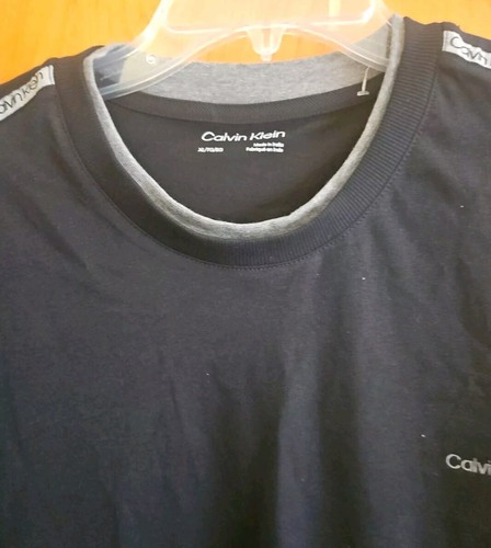 Calvin Klein Men 100% Cotton w/Logo Shoulder Crew Neck T-Shirt Black SZ XL New - Picture 4 of 11