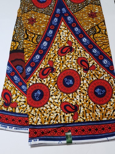  Afrikanischer Wachsdruck Nähen Stoff Nigeria Ankara 100 % Baumwolle Nähtuch 6 Yards  - Bild 1 von 2