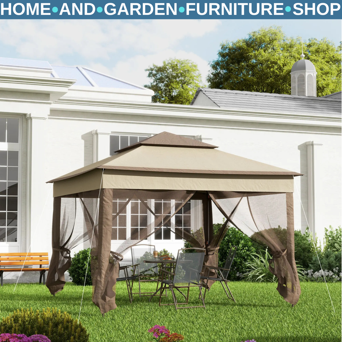 Strong Outdoor Pop Up Gazebo With Sides Heavy Duty Garden Tent Party Patio  Cover