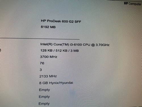 HP ProDesk 600 G2 SFF Intel I3 6100 3.70Ghz 8GB 500GB DVDRW Linux - Picture 8 of 10