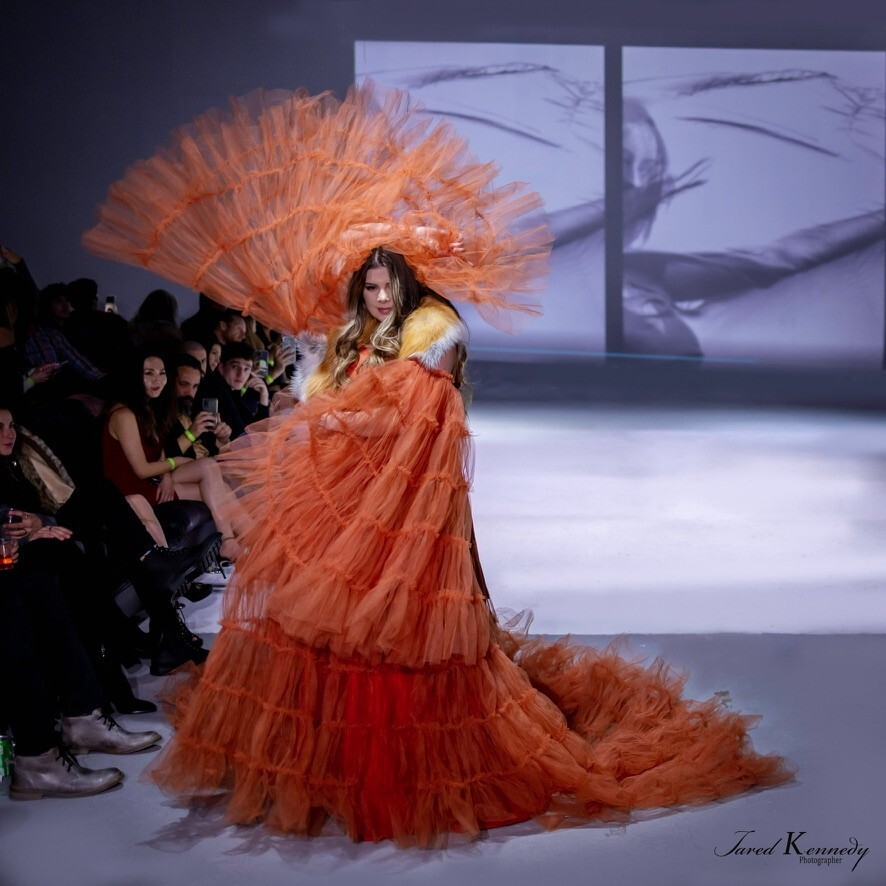 Custom Orange Rust Ember Ruffle Dramatic Corset T… - image 6