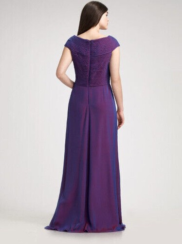 Tadashi Shoji Iridescent Silk Chiffon Gown SZ 4 Hyacinth - Picture 2 of 2