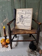 VINTAGE DECO VICTORIAN PRIMITIVE STYLE HALLOWEEN WITCHES SPELL BOOK WICCAN SIGN