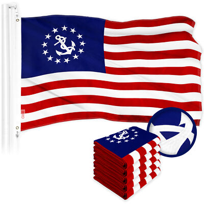 G128 5 Pack: American USA Yacht Ensign Flag  16x24 In  ToughWeave Embr 210D Poly