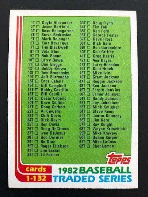 1982 Topps Traded Complete Your Set Baseball Card U Pick List NM-MT FLAT SHIP.63 - Picture 124 of 124