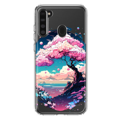 For Samsung Galaxy A21 Shockproof Case Cherry Blossom Ocean Floral