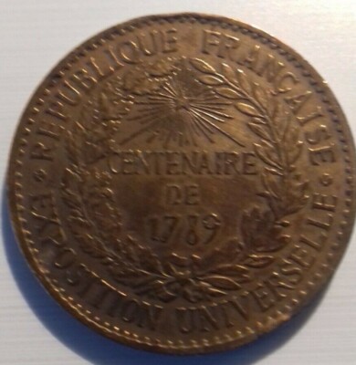 MEDAILLE REPUBLIQUE FRANCAISE CENTENAIRE DE 1789 EXPOSITION UNIVERSELLE