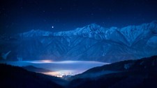 Landscape nature mountains mist night valley stars Custom Gaming Mat Desk