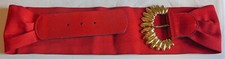 Vintage elastic and faux leather belt with brass buckle
