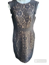 Adrianna Papell Black Lace Sleeveless Dress Size 4