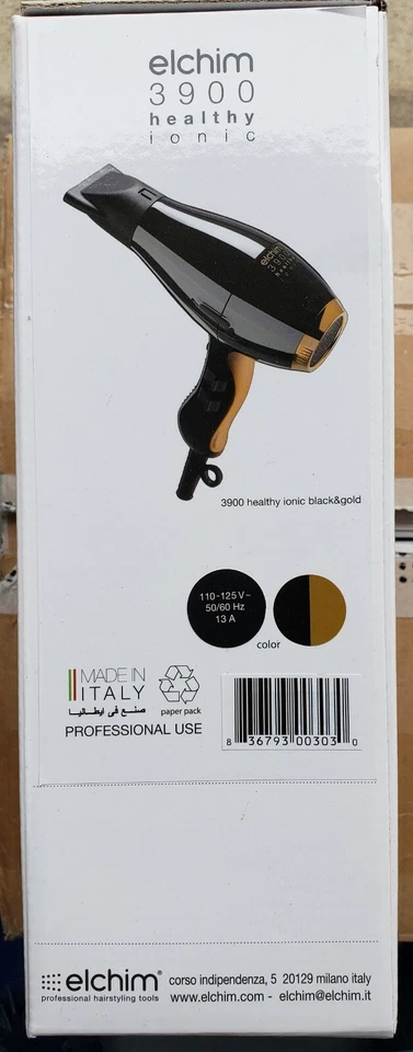 Nuevo secador de pelo Elchim 3900 Healthy Iconic NEGRO DORADO 2000-2400 vatios Foto 2 de 4