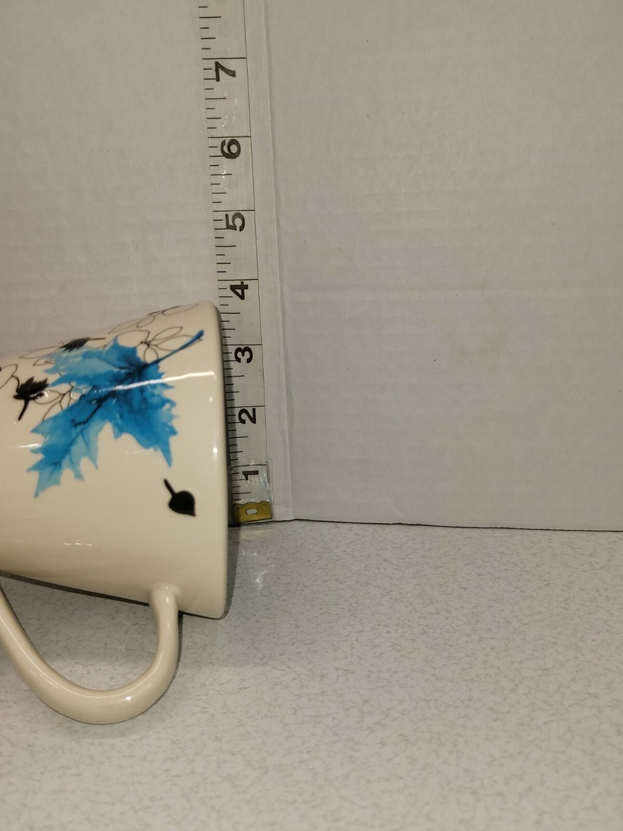 Starbucks 2007 Autumn Falling Blue Leaves Coffee Mug Tea Cup and Saucer 10  oz | eBay
