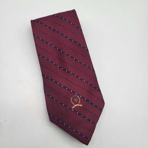 Vintage Tommy Hilfiger Herrenkrawatte 100 % Seide weinrot Signatur Logo