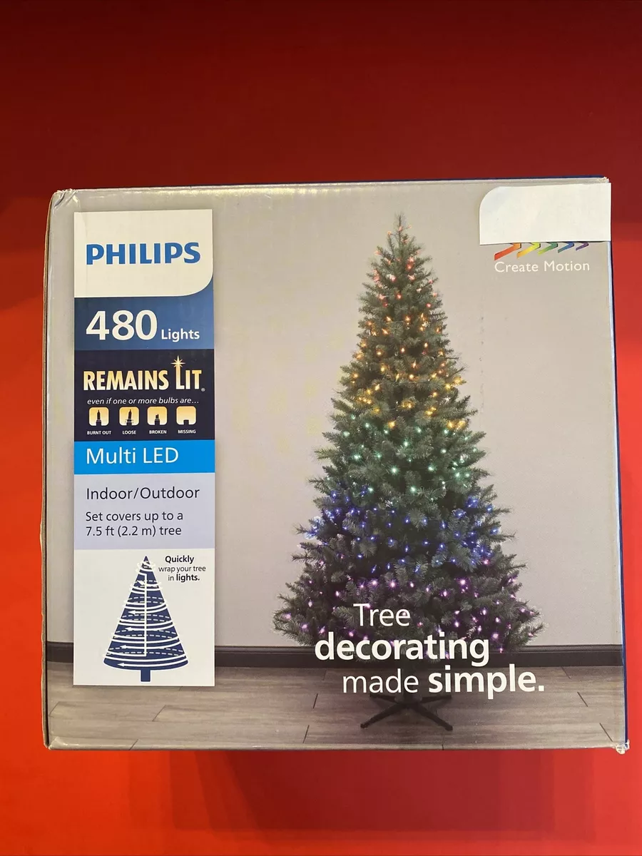 Philips LED Christmas Tree Lights 480 Multi Remains Lit Decorating Made Easy