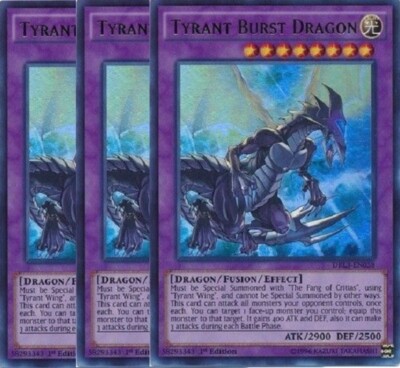 Yugioh - Tyrant Burst Dragon x 3 - 1st Ultra Rare NM - Free Holographic Card