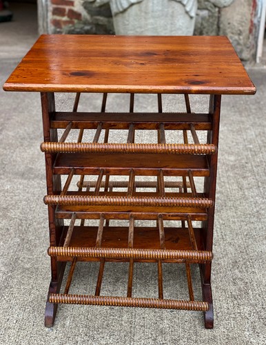 Vintage Farmhouse Pine Turned Spindle Magazine Record Rack Holder - Picture 5 of 11
