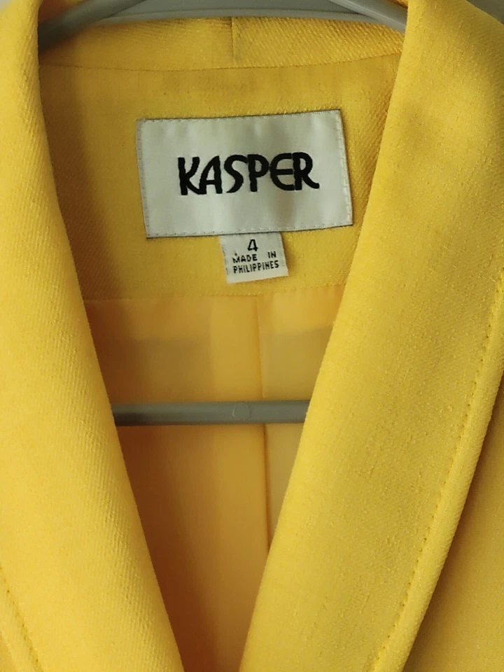 KASPER Yellow Mustard Skirt Suit Size 4 Business Casual - Image 2 of 4