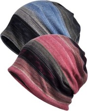 Qunson Women's Baggy Slouchy Beanie Chemo Hat Cap Scarf 2 Pack-multicolor a