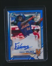 FREDDY VALDEZ 2021 BOWMAN CHROME 1ST BLUE REFRACTOR RC AUTO 130/150 #CPA-FV