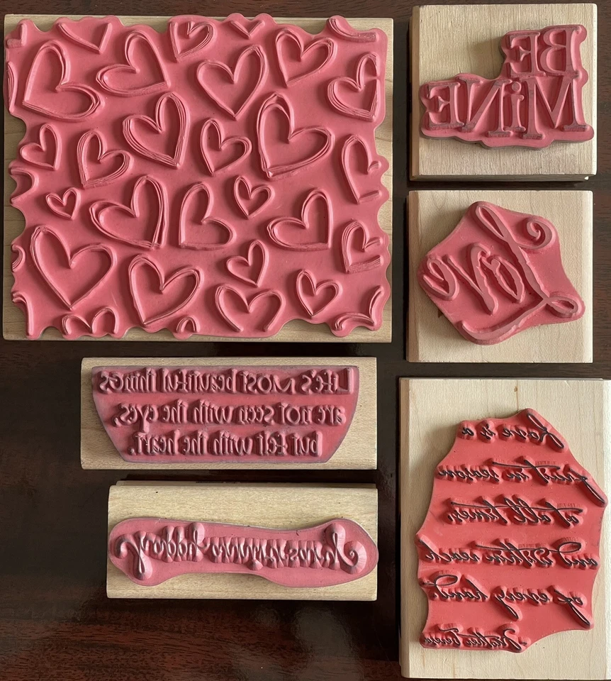 Juego de 6 estampillas de goma estampillas corazones temáticos de amor aniversario de San Valentín Foto 2 de 4