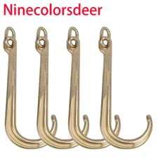 4Pcs 15" J Hook with Chain Link G70 Tow Axle Strap Wrecker Clevis WLL 5400LBS