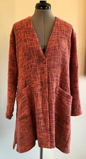 Masai Lagenlook Textured Open Jacket Cotton Long Sleeve Asymmetrical Size Large