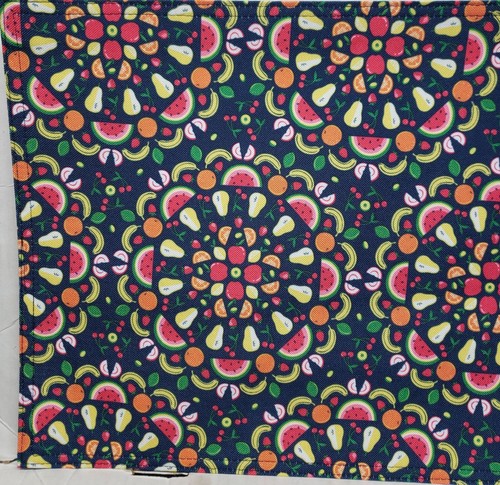2 Same Fabric Reversible Printed Placemats (13"x19") FRUITS MEDALLIONS, Pavilion - Picture 6 of 17