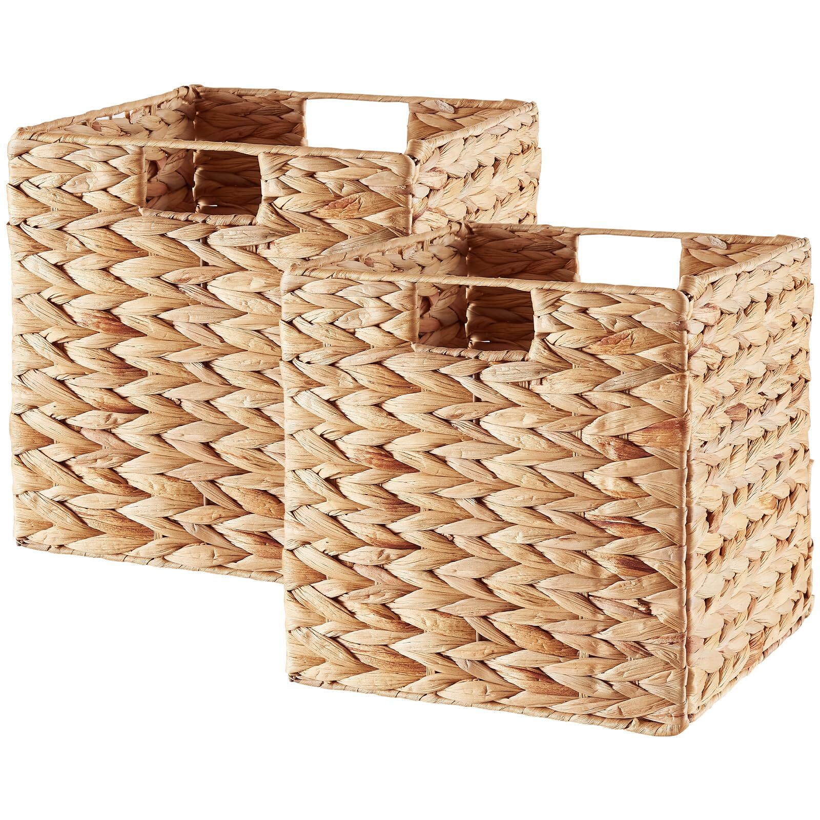 Storage Basket, Set of 2 Hand-woven Water Hyacinth Storage Baskets, Foldable ...