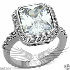Brilliant 6Ct Emerald Cut Cubic Zircon CZ AAA Halo Ring 5 6 7 8 9 10 Tk1226