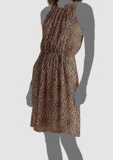 $135 Ralph Lauren Women's Brown Snake Print Sleeveless A-Line Dress Sz 6
