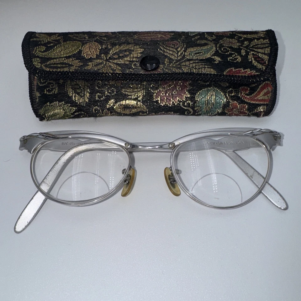 Винтажный 1950-60-х годов Cat глаз очки травленая гравировка M/C 4 1/4 -5 1/2 квасцов США - Изображение 3 из 4