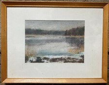 Franz Ehmke 1928-2018 Pastel Winter Mühlenbecker Lake Buzzes Frame Signed