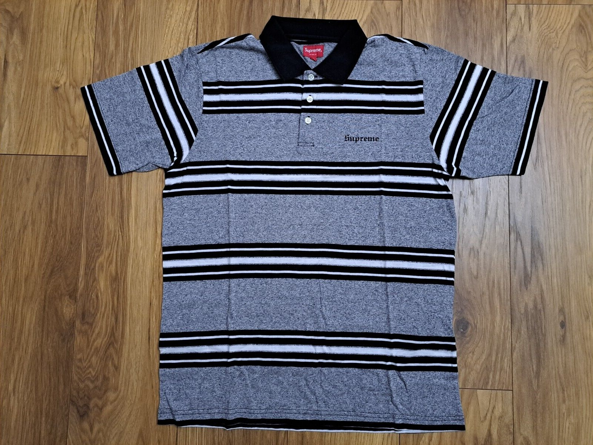 Supreme Grey Multi Stripe Polo Size Medium BRAND NEW with free