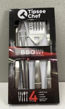 4pcs BBQ Tool Set Stainless Steel by Tipsee Chef