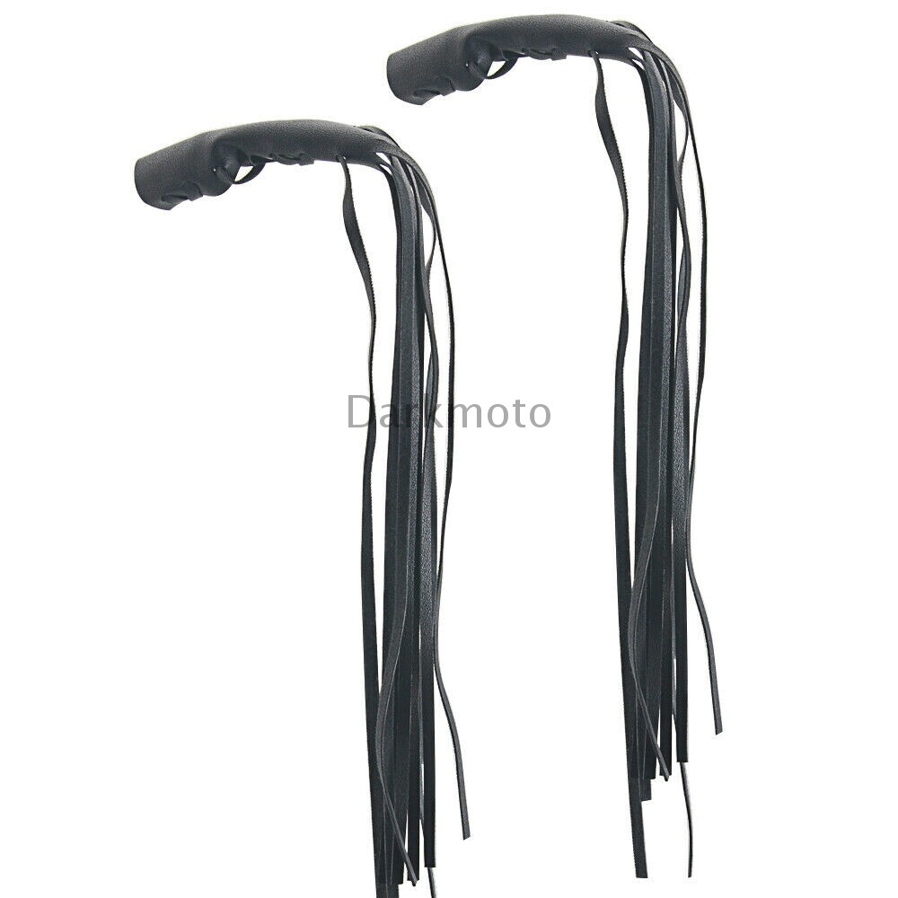 Motorcycle 12" PU Leather Brake Lever Covers Biker Clutch Fringe Long