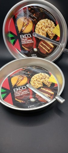 NOS Lot Of 2 Ecko Round Cake Pan 8" x 1-1/2" T93 Eckoloy Made In U.S.A. - Bild 1 von 6