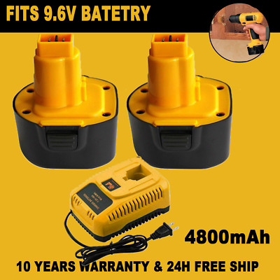Battery DW9062 or DC9310 Charger 9.6 Volt DW9061 Ni-MH 4.8Ah for Dewalt DW952 US